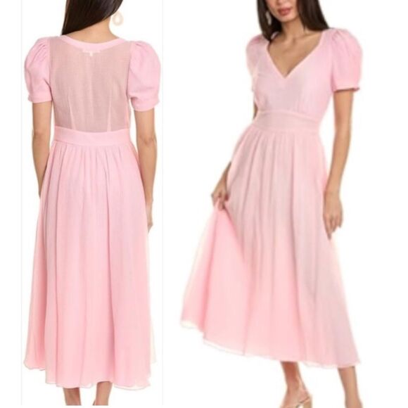 NWT!! LoveShackFancy Hutchinson Powder Pink Maxi Silk Blend Dress Size 4..545$!! - Picture 2 of 14